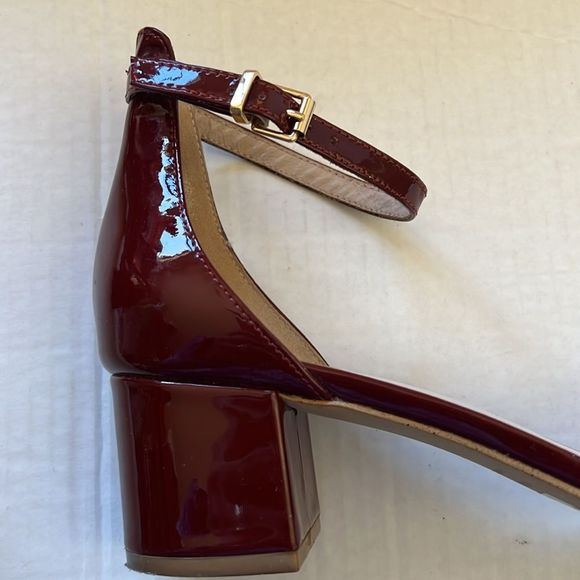 Free People Burgundy Red Patent Leather Ankle Strap Block Heels size 9 - Picture 9 of 12